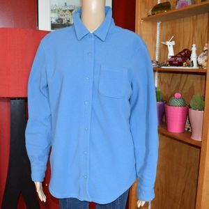 L.L. Bean Women’s L Long Sleeve Button Front Shirt – Blue, Super Soft